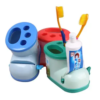 

3 Colors Creative Bathroom Cute Boots Shape Toothbrush Holder Storage Box With Toothpaste Squeezer