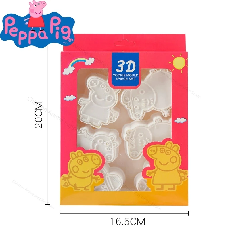 6 unids/set Peppa Pig moldes para hornear galletitas molde 3d de Anime de dibujos animados figuras de prensa tipo de molde de hornear galletas herramientas regalo para los niños