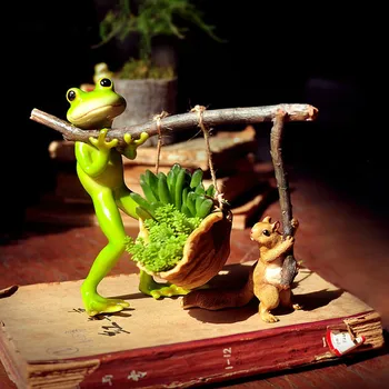 

Plant Garden Micro Landscape Potted Rabbit Frog Resin Flower Pot Cartoon Animal Sculpture Crafts Home Desktop Book Decoration