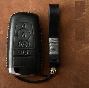 4button black Натуральная кожа чехол ключа дистанционного управления автомобилем чехол для Ford Fusion Mondeo Mustang Край Экспедиция проводник F-150 F-250 F-350 - Название цвета: 4button black