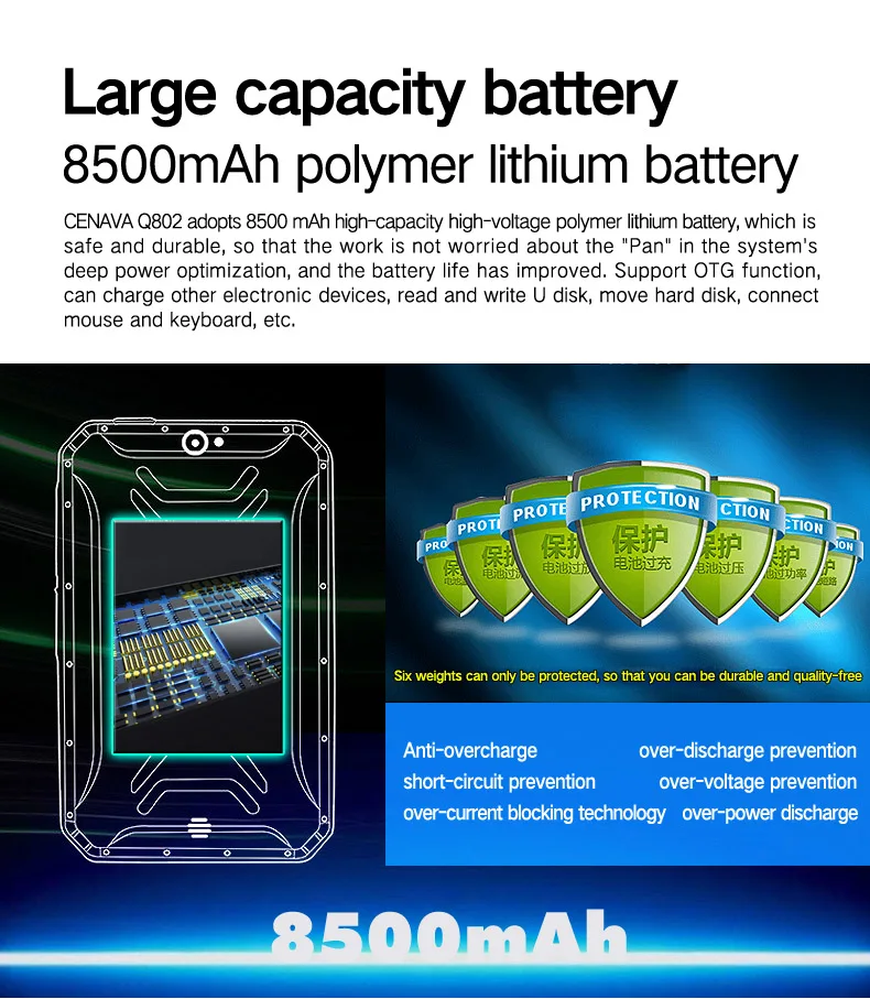 Китай Android тонкий водонепроницаемый планшетный ПК ремешок IP68 прочный телефон MTK6753 Восьмиядерный 4 Гб ОЗУ 13,0 МП камера 4G LTE gps 8500 мАч