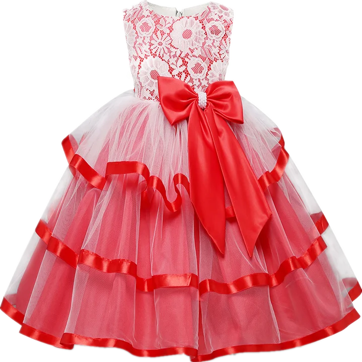 Элегантное платье для девочек Год Вечерние принцесса платье свадебное платье Детские платья для девочек платье для дня рождения vestido infantil до 10 ти лет - Цвет: Style 7 red