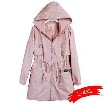 

2020 New Arrivals Spring Clothes Women's Autumn Outerwear Girls Slim Casual Long Sleeve Hooded Trench Coat Windbreaker Hot