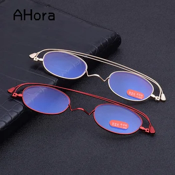 

Ahora 2020 Foldable Anti Blue Light Reading Glasses Ultralight Metal Men Presbyopic Eyeglasses Eyewear Random Case+1.0to+4.0