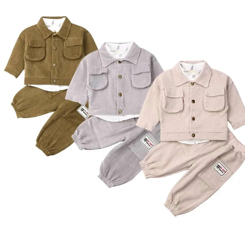 

New 3Pcs Fashion Autumn Outfits Warm Coat + Shirt+ Pants Leggings Kids Baby Boy Girls Clothes