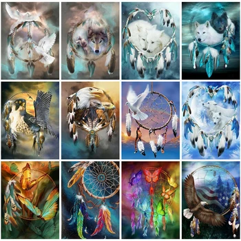 

EverShine Diamond Embroidery Wolf Full Square Diamond Painting Animals Cross Stitch Dreamcatcher Handmade Gift Wall Decor