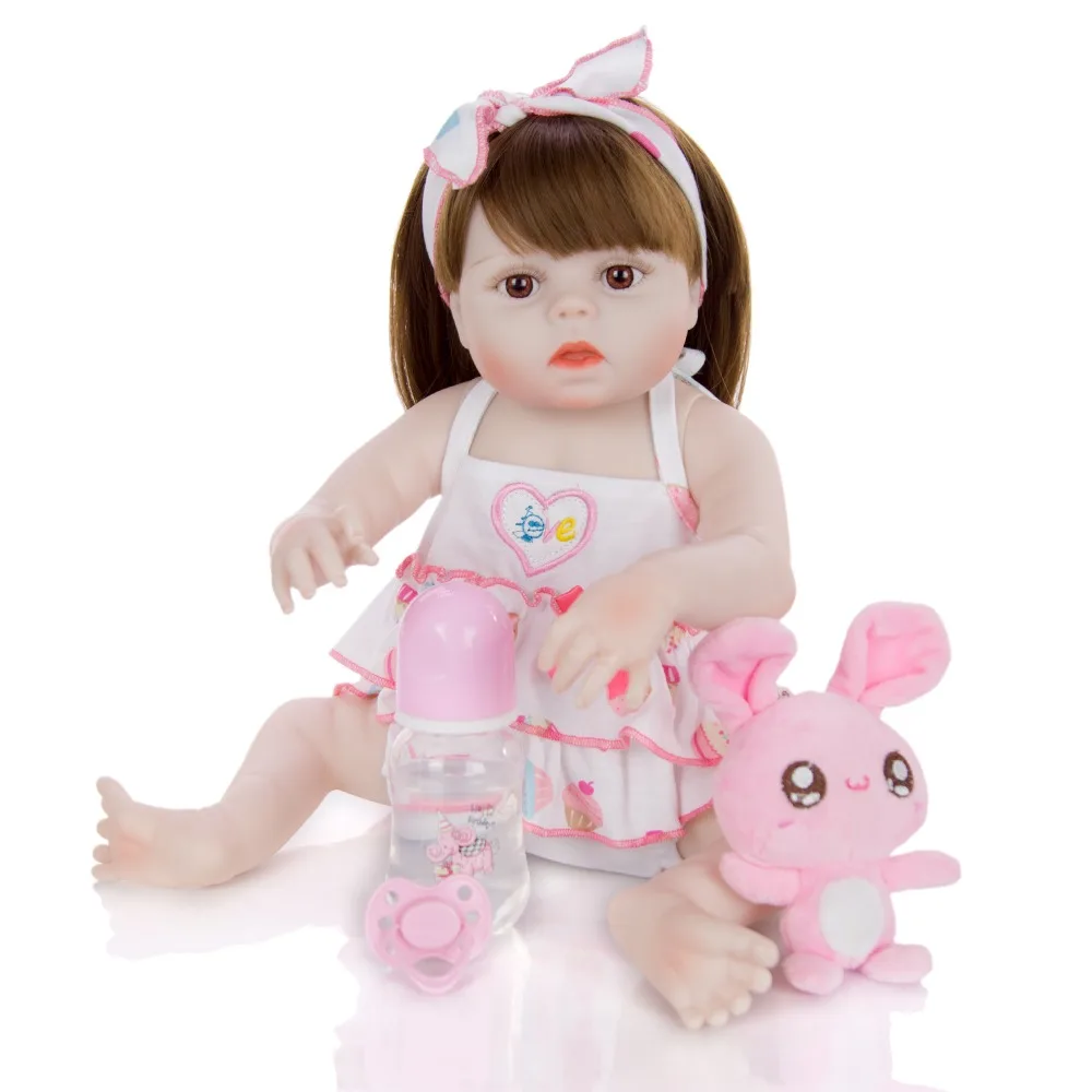 NPK DOLL 48CM bebe doll reborn toddler girl doll bebe reborn full body silicone baby smooth long hair Anatomically Correct NPK DOLL 48CM bebe doll reborn toddler girl doll bebe reborn full body silicone baby smooth long hair Anatomically Correct
