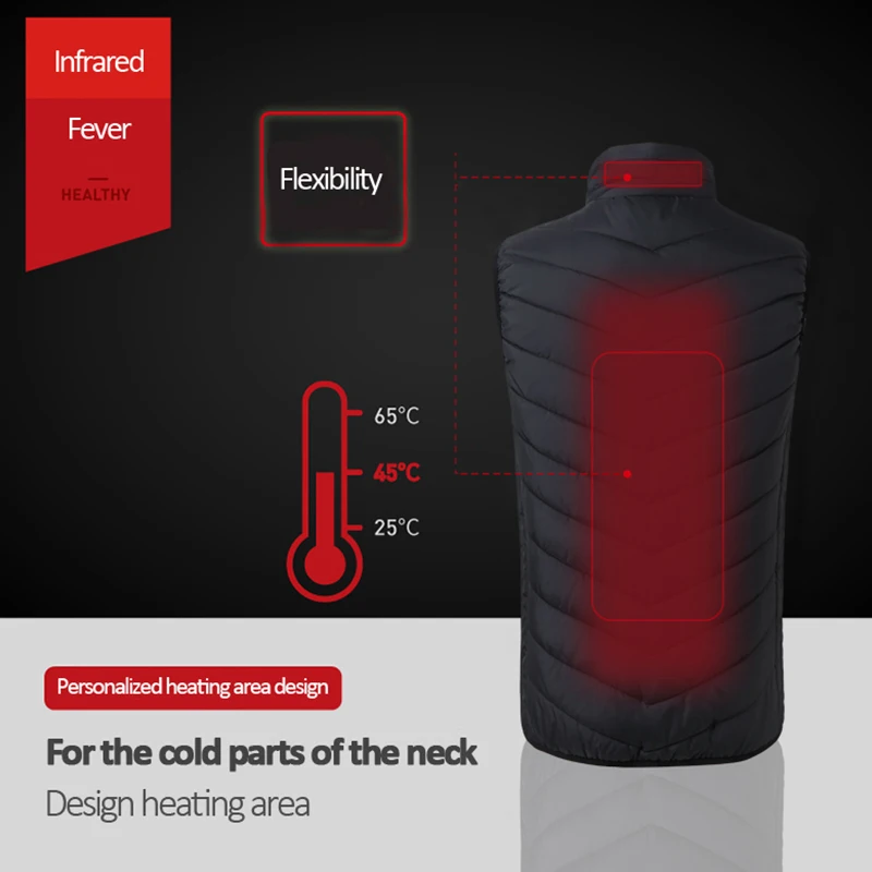  2019 New Men Women Electric Heated Vest Heating Waistcoat USB Thermal Warm Cloth Feather Hot Sale C