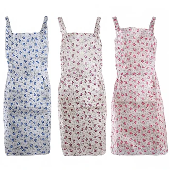 

Blue Purple Pink Cooking Baking Aprons Women's Bib Comfy Cooking Chef Floral Pocket Kitchen Restaurant Princess Apron