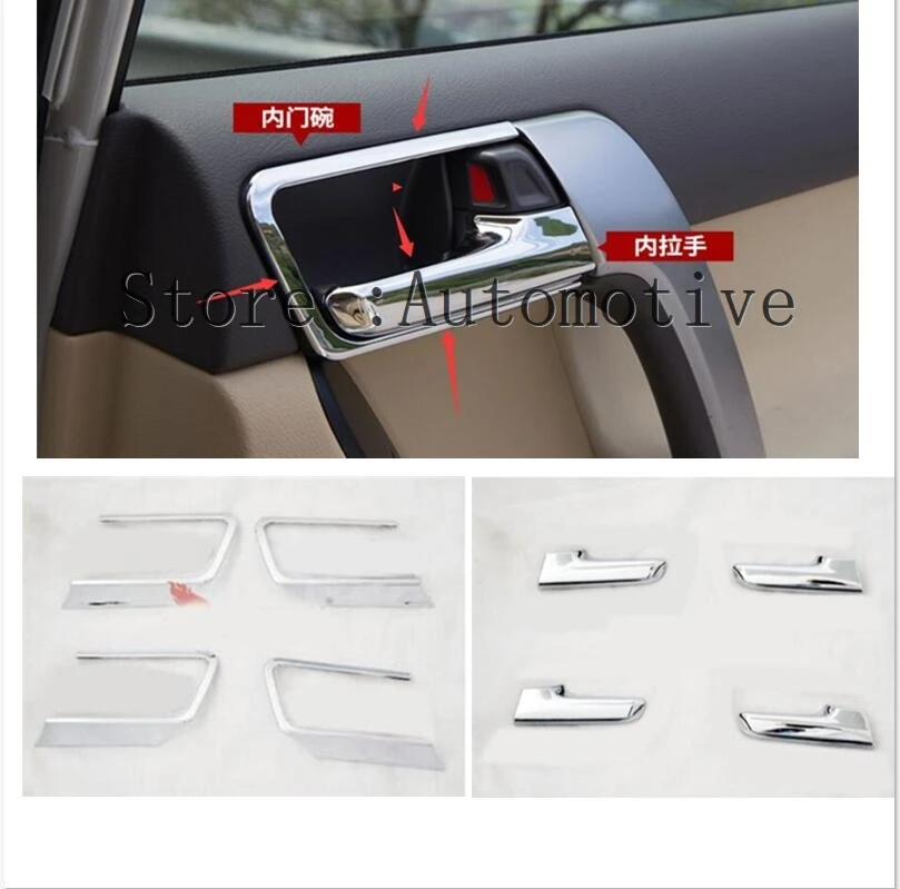 

for Toyota Prado FJ150 2010-2020 Chrome Inner Door Handle & Bowl Cover Trim 8pcs Car modification Auto parts