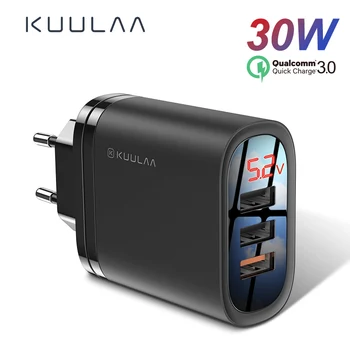 

KUULAA Quick Charge 3.0 USB Charger 30W QC3.0 QC Fast Charging Multi Plug Mobile Phone Charger For iPhone Samsung Xiaomi Huawei