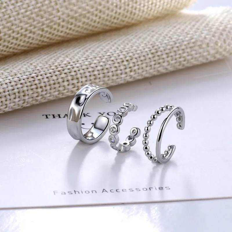 Luckydays nuevo 3 unids/set diseño coreano de circón pendientes mujer doble giro sin perforado guerra Clip de oreja