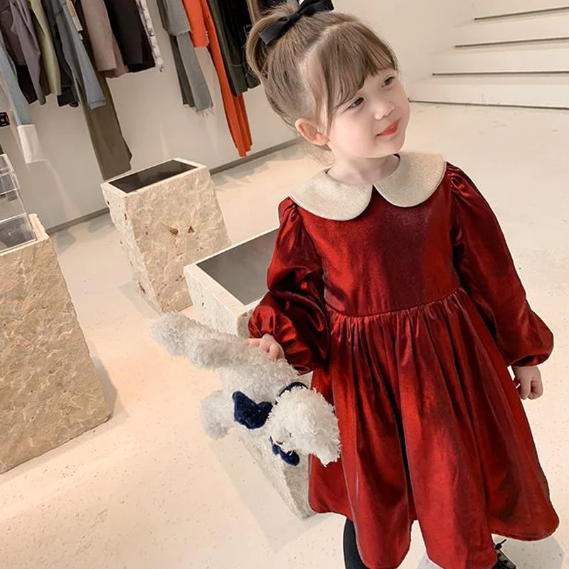 Girls Dress Palace Style Velvet Thick 