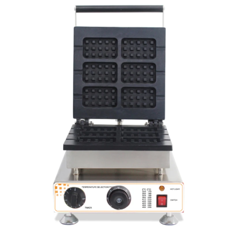

commercial non-stick 6pcs electric belgian waffle maker machine waffle on a stick iron machine