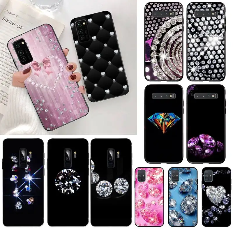Rhinestone diamonds Cover Black Soft Shell Phone Case for Samsung S20 plus Ultra S6 S7 edge S8 S9 S10 5G lite 2020 | Мобильные