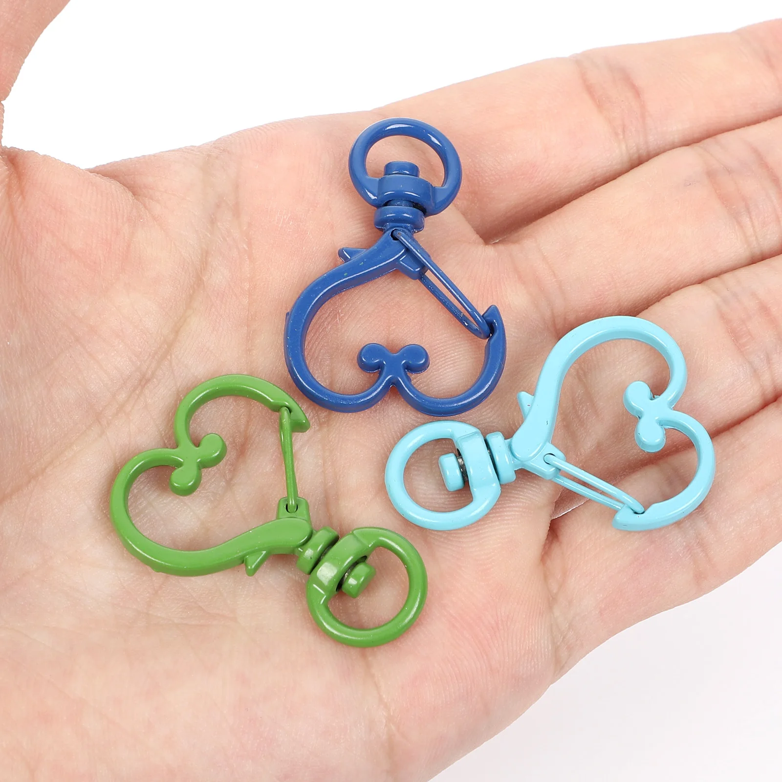 10Pcs/Lot 14 Colors Mixed Alloy Heart Shape Lobster Clasp Hook End  Connector Keychain Chain Accessories for DIY Jewelry Findigsn