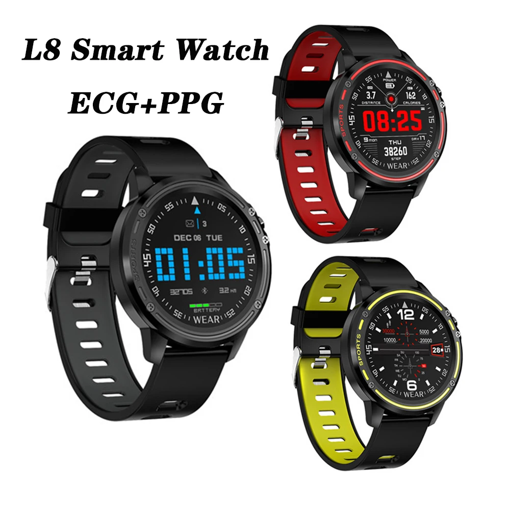 

L8 SmartWatch With ECG PPG Blood Pressure Heart Rate Men Smart Watch IP68 Waterproof Bracelet Mode sports fitness watches PK L9