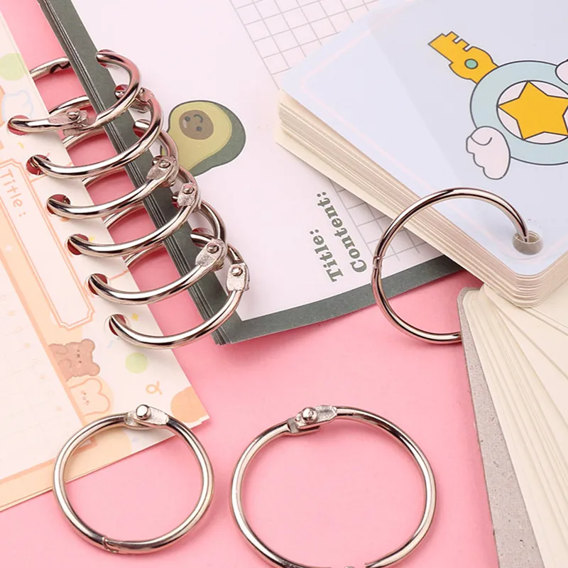 10 Pcs Metal Ring Binder 15 - 80mm DIY Albums Loose-leaf Book Hoops Opening Office Binding Supplie Photo Album Ring Keychain a5 frosted love loose leaf book 3 inch polaroid album loose leaf book girl star chasing photo storage book