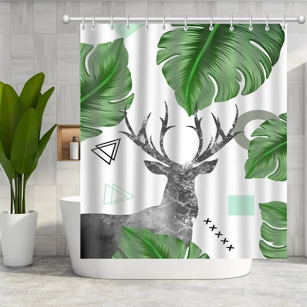 

Animal deer shower curtains bath curtain waterproof bathroom home decor washable fabric bathroom screens