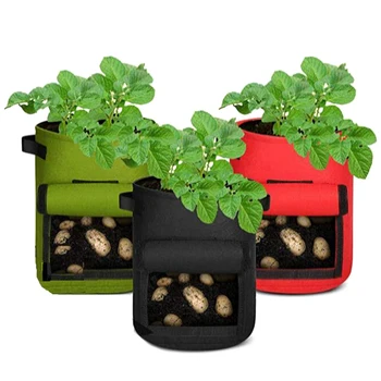 

3 Pcs Potato Grow Bags, Breathable Felt, Tomato Flower Vegetable Growing Bags Plant Container Aeration Fabric Pots with Flap Win