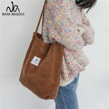 

Hot Women Corduroy Canvas Shoulder Bags Female Eco Cloth Handbag Tote Grocery Reusable Foldable Shopping Bag Cotton Lining Pouch