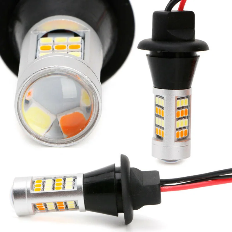 Пара 2835 BAU15S 42 SMD светодиодный двухцветный переключатель DRL сигнальный светильник поворота