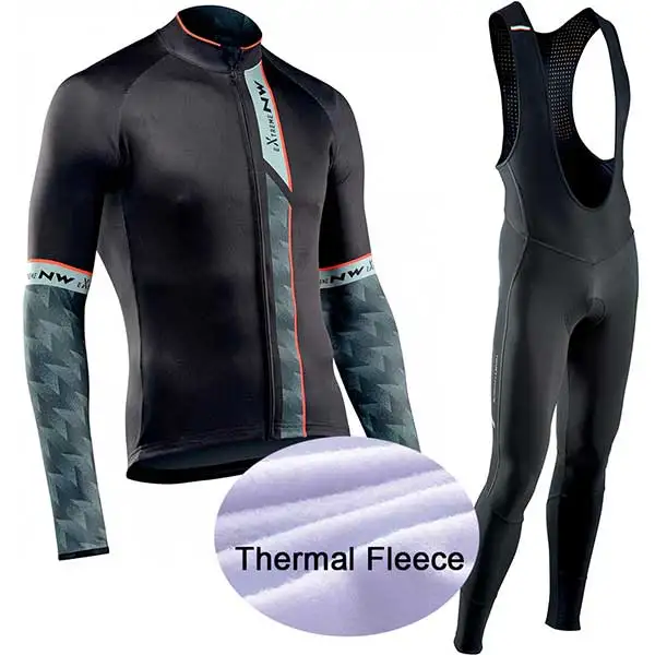 thermal set 3 Pro Team NW Зимняя Теплая Флисовая велосипедная одежда для мужчин Northwave Джерси костюм для езды на велосипеде MTB Одежда комбинезон комплект - Цвет: thermal set 3