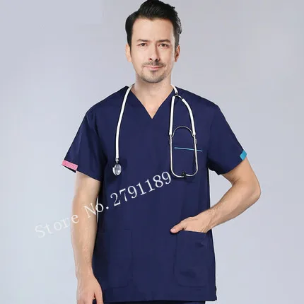 men top and pant Медицинский Набор для работы, больничная форма, медицинская Униформа с короткими рукавами для женщин и мужчин - Цвет: men top and pant