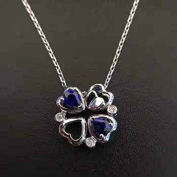 

18K White Gold 0.402ct Natural Sapphire + 0.025ct Diamond Pendant Necklace with Certificate sapphire-jewelry