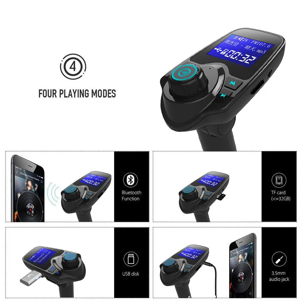 Fm-адаптер USB зарядное устройство Авто Hands Free Bluetooth беспроводной автомобильный AUX аудио приемник автомобиль Лодка Трактор Аксессуар# Zer