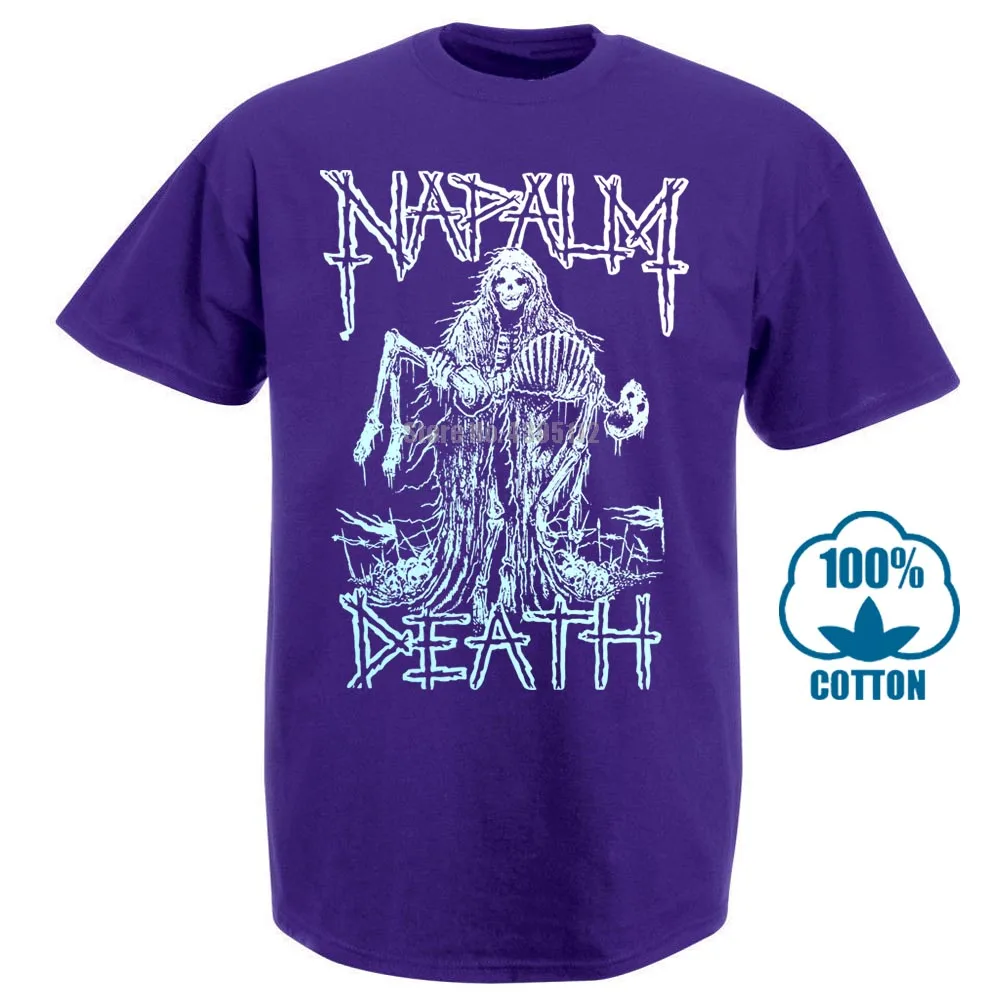 Napalm жнец смерти официальный футболка тяжелый металл s m l Xl 2Xl хлопок свободные короткий рукав мужские рубашки 032107 - Цвет: Фиолетовый