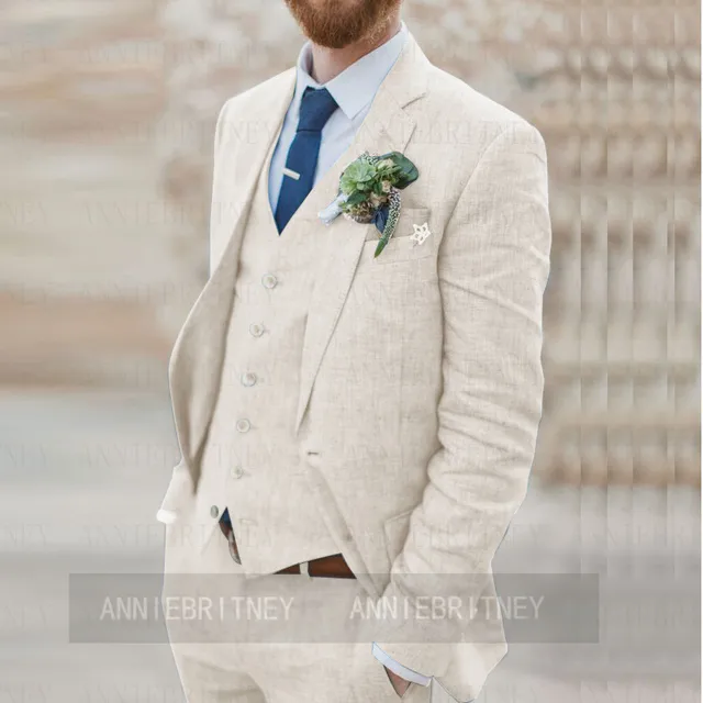 Custom Made Fashion Linen Men Suit 