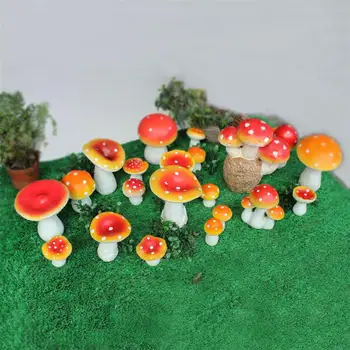 

5pcs Random Type Mushroom Shaped Desktop Adornment Resin Landscape Crafts Ornaments Simulated Mushroom Basin Plant Supplies