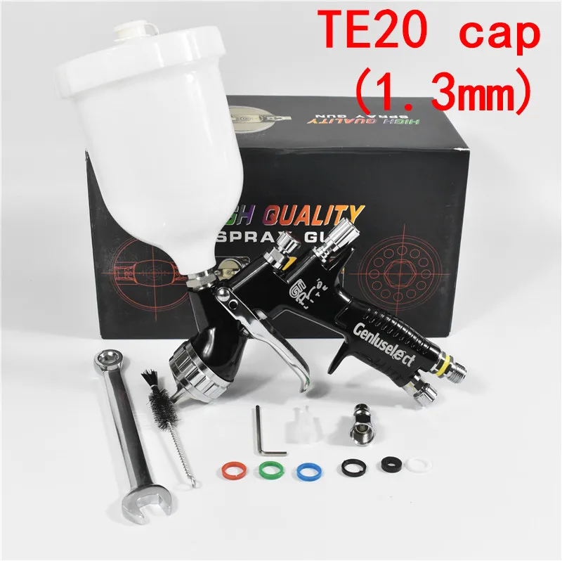 black TE20 cap Краскопульт высокого качества профессиональный Gti pro lite Черный краскопульт T110/TE20 1,3 мм сопло краскопульт на водной основе Воздушный краскопульт - Цвет: black TE20 cap