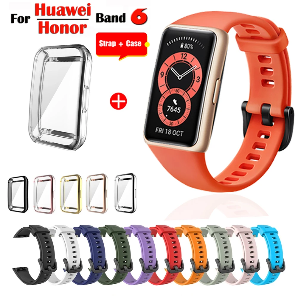 Сменный ремешок для Huawei Band 6/6 Pro силиконовый часов Honor 6 с полной защитой экрана из