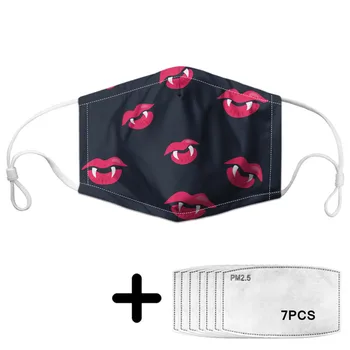 

Flame Red Lips with Teeth Pattern Print Mouth Masks Reusable Anti-fog Haze Dust Breathable Women Mask Girls Kids Mascarillas