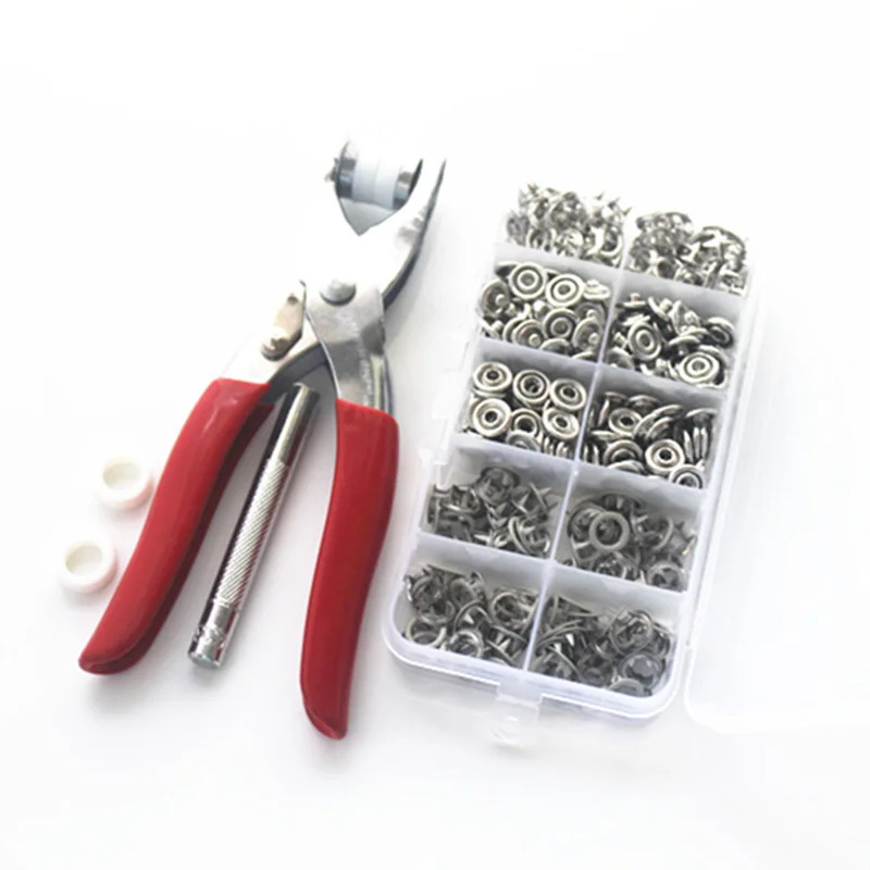 Light grey tool Зубец кнопки Пресс заклепки швейные инструменты, нержавеющая сталь 100 компл./лот зажимы плоскогубцы инструмент высокое качество 9,5 мм Популярные Металлические Детская пряжка - Цвет: Light grey tool