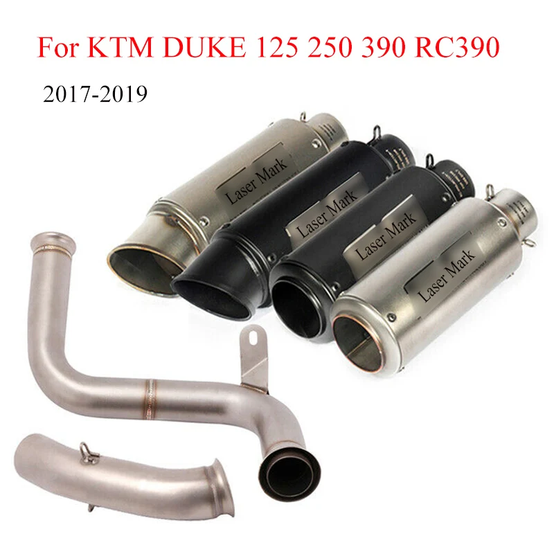

Motorcycle Exhaust Muffler Tips Pipe & Middle Connnect Link Pipe For 2017-2019 KTM Duke 125 250 390 RC390 Exhaust Modified Slip