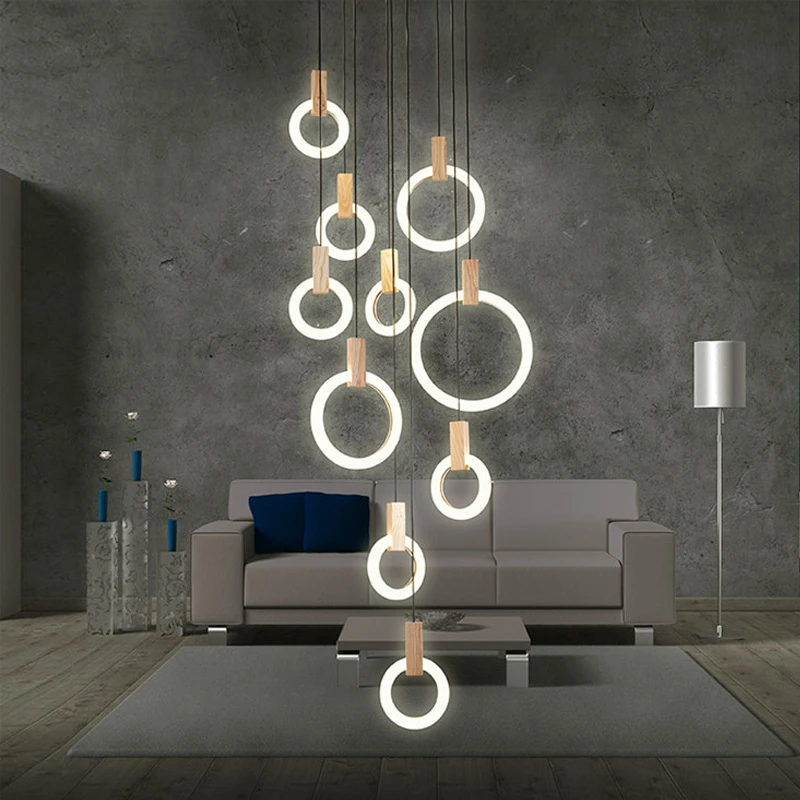 US $49.73 Modern Led Circle Large Chandelier Living Room Art Deco Restaurant Hanging Lighting For Hotel Lobby Office Rings Lamp Lustre