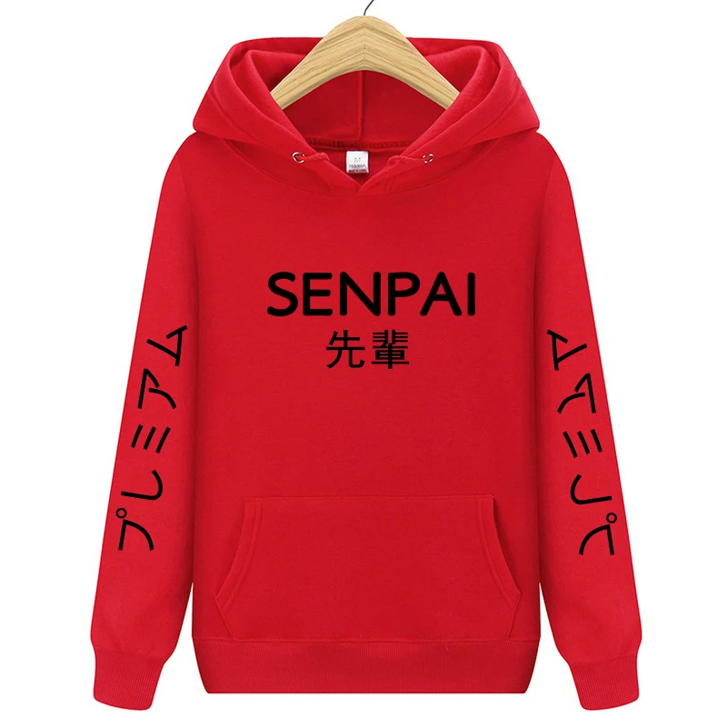 Лидер продаж, модная Японская уличная одежда, SENPAI, толстовка с капюшоном, несколько цветов, мужские и женские толстовки, пуловер, sudadera hombre - Цвет: red2