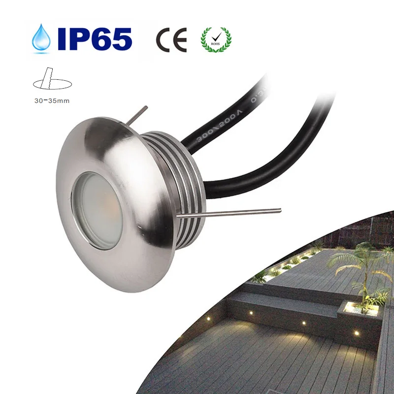 12 шт./лот DC12V 1 W светодиодные лампы IP67 внутренних и наружных полов углу лестница встраиваемые Footlight вырез D30mm