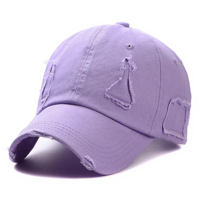 baseball cap Trendy Streetwear Hip Hop Worn Hole Face Cap For Women Men Orange Purple Letter Summer Snapback Cap