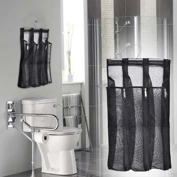

large capacity Wall door-hanging collapsible mesh laundry basket Sock Scarves Clothes Storage Bag 3 pockets suitable for travel