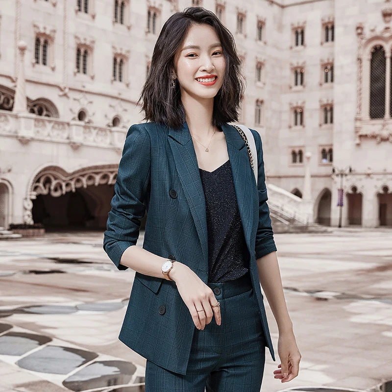 

Two piece pants skirt set women's business suits office trouser suit for women long sleeve pantsuit oversized blazer pieces 2020