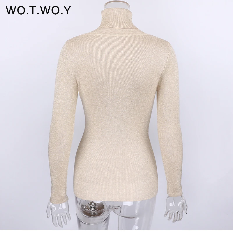 Shiny Sequins Women Turtleneck  Pullovers Sweater Long Sleeve 2017 Womens Knitted Sweaters Solid Autumn Winter Jumper New
