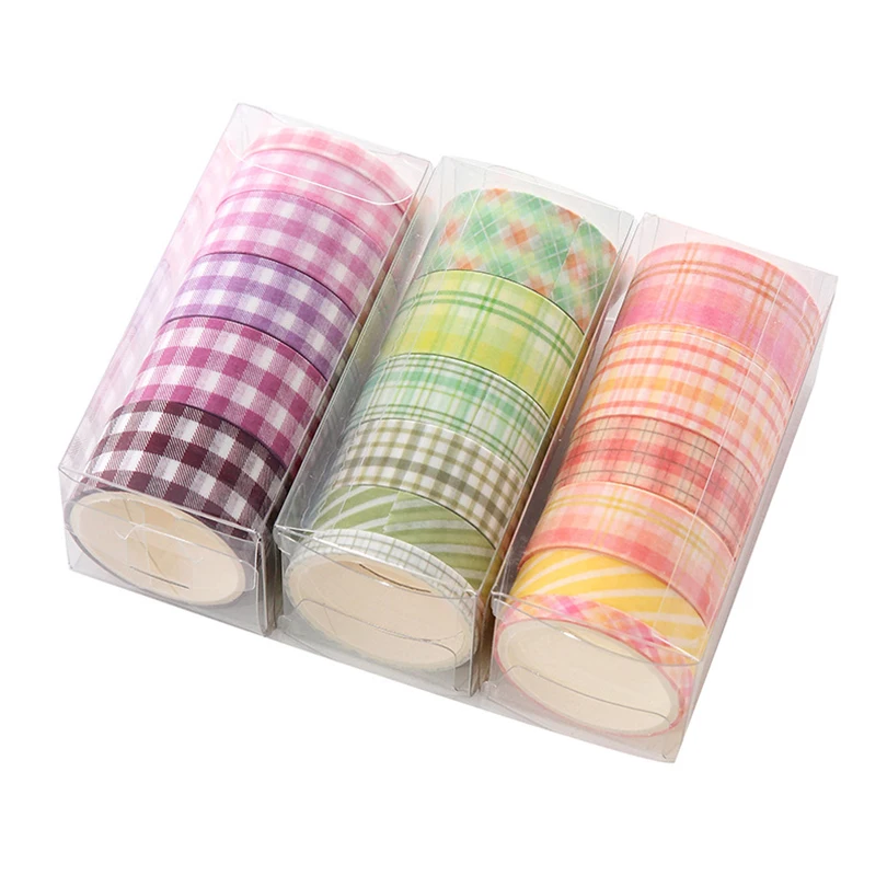Washi Tape Decorative Ribbons Stationery 6pcs Adhesive Masking Tape Sticker Kawaii Grid Washitape School Supplies Washi Tape Set 5