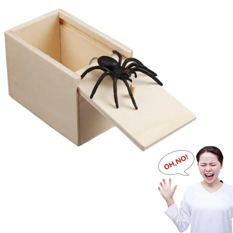 Caja de broma de araña de madera, caja de broma divertida, juguete de regalo