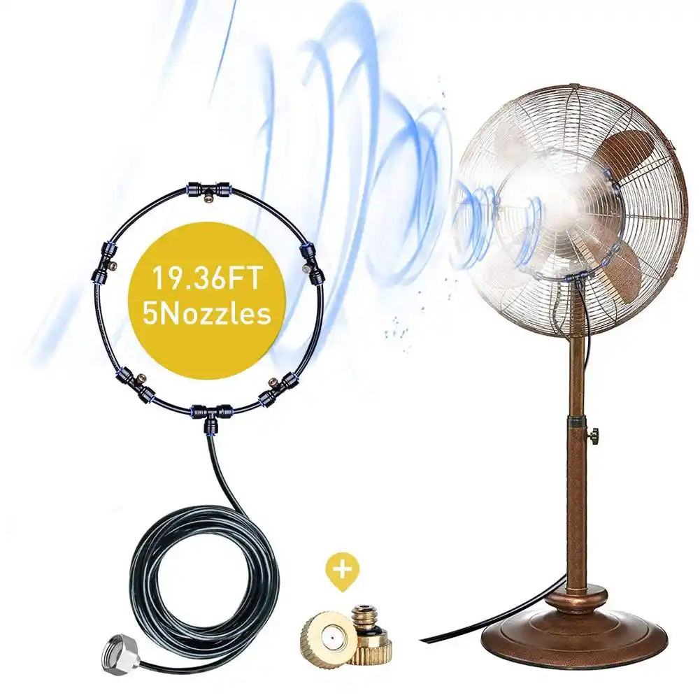 Fan Misters For Cooling Outdoor Misting Fan Outdoormisting Cooling System Water Irrigation Fan Mister Kit With Brass Mist Nozzles Adapter For Outdoor Patio Garden Greenhouse Cooling Outdoors Automatic Irrigation Equipment Drip Irrigation Kits