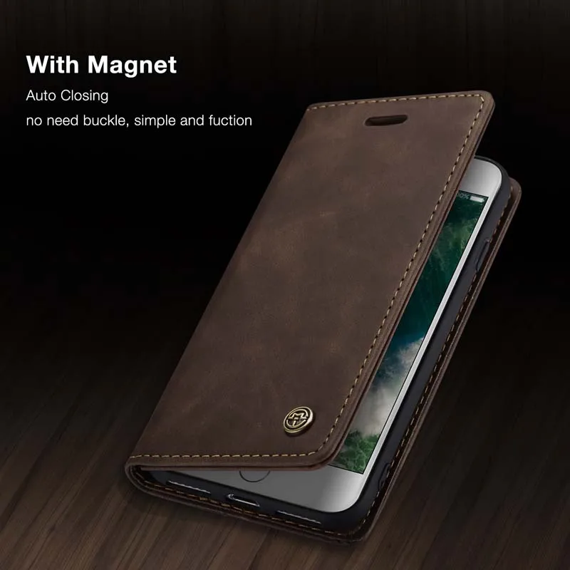 Kinh Doanh Retro Gấp Mờ Bao Da Flip Dành Cho Iphonese 11Pro Xsmax XR 5 6 6S 7 8Plus XS, ốp Điện Thoại Với Thẻ Bỏ Túi iphone leather case