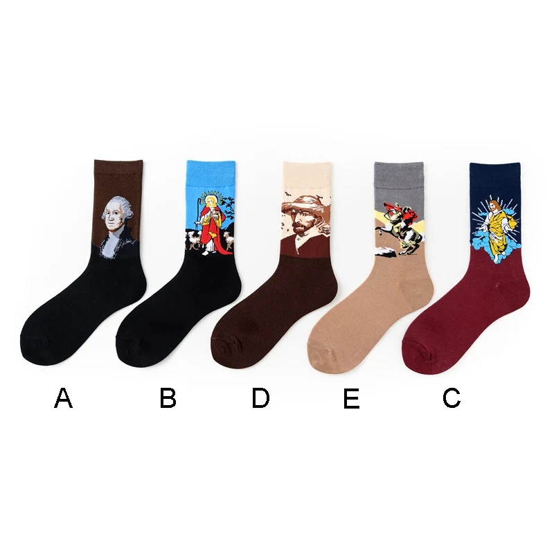 Men Women Art Painting Pattern Cotton Socks Skateboard Harajuku Funny Crew Socks Streetwear Hip Hop Socks ZX00